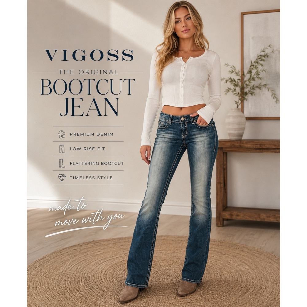 Vigoss The Chelsea Straight Jeans Blue Contrast Stitch Low Rise Size 32x32
